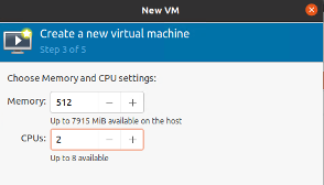 virtual machine config settings